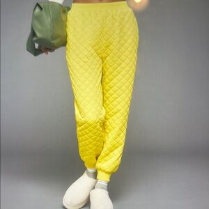 Sunday in Brooklyn Yellow Quilted Track Pants